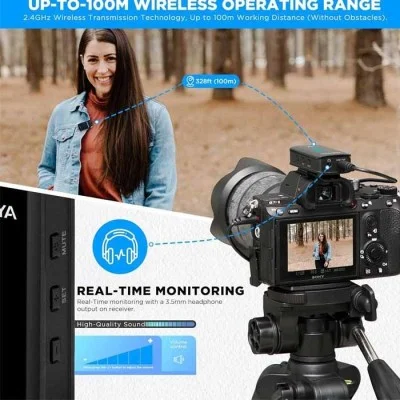 BOYA 2.4GHz smallest Wireless Microphone (1transmitter+1receiver) - Black